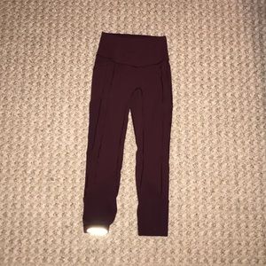 Cropped Maroon Lululemon Leggings